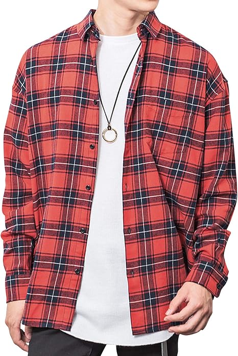 Amazon マイノリティ Minority ビッグサイズレトロネルシャツ チェックシャツ メンズ 長袖シャツ ネルシャツ オーバーサイズシャツ シャツ 通販