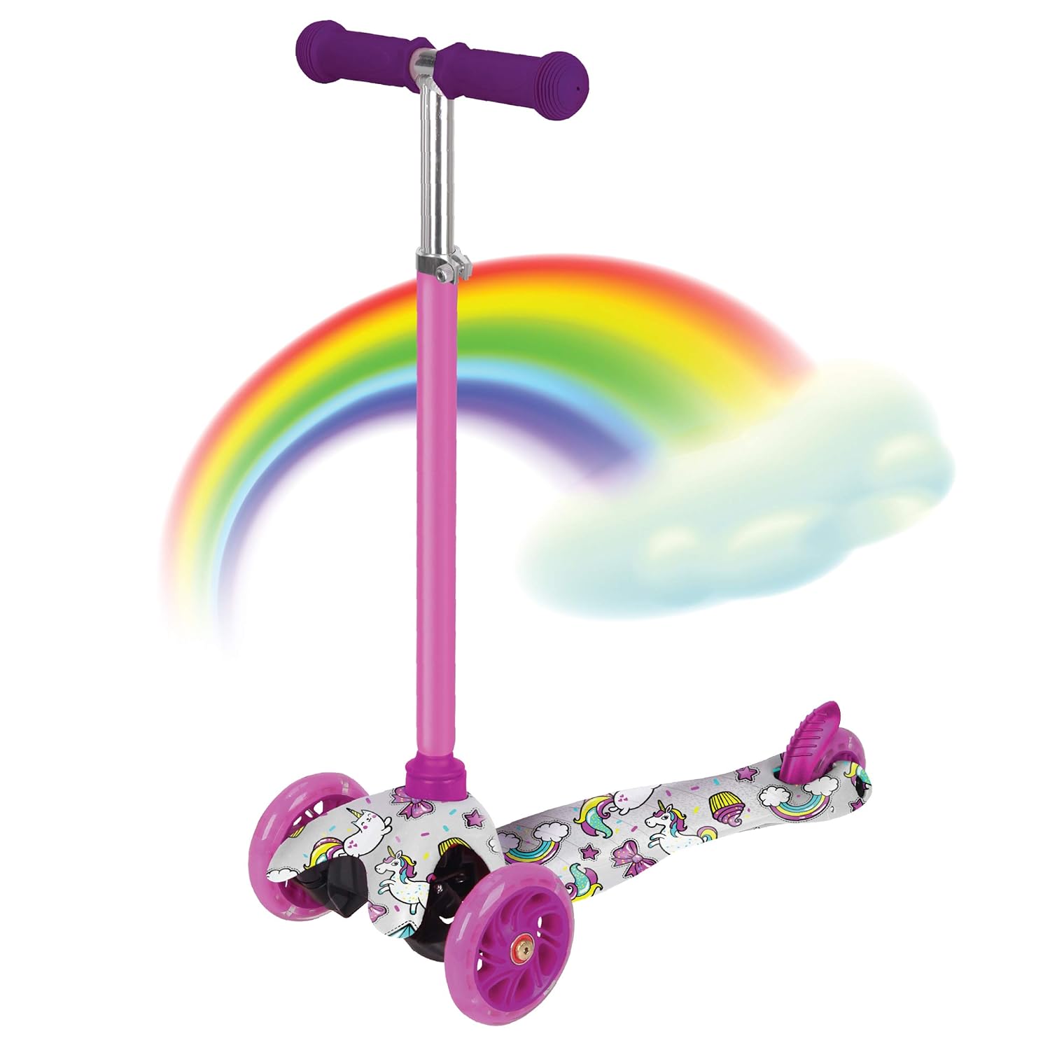 Rugged Racers Unicorn Print Kick Scooter for Boys & Girls 3 Wheel