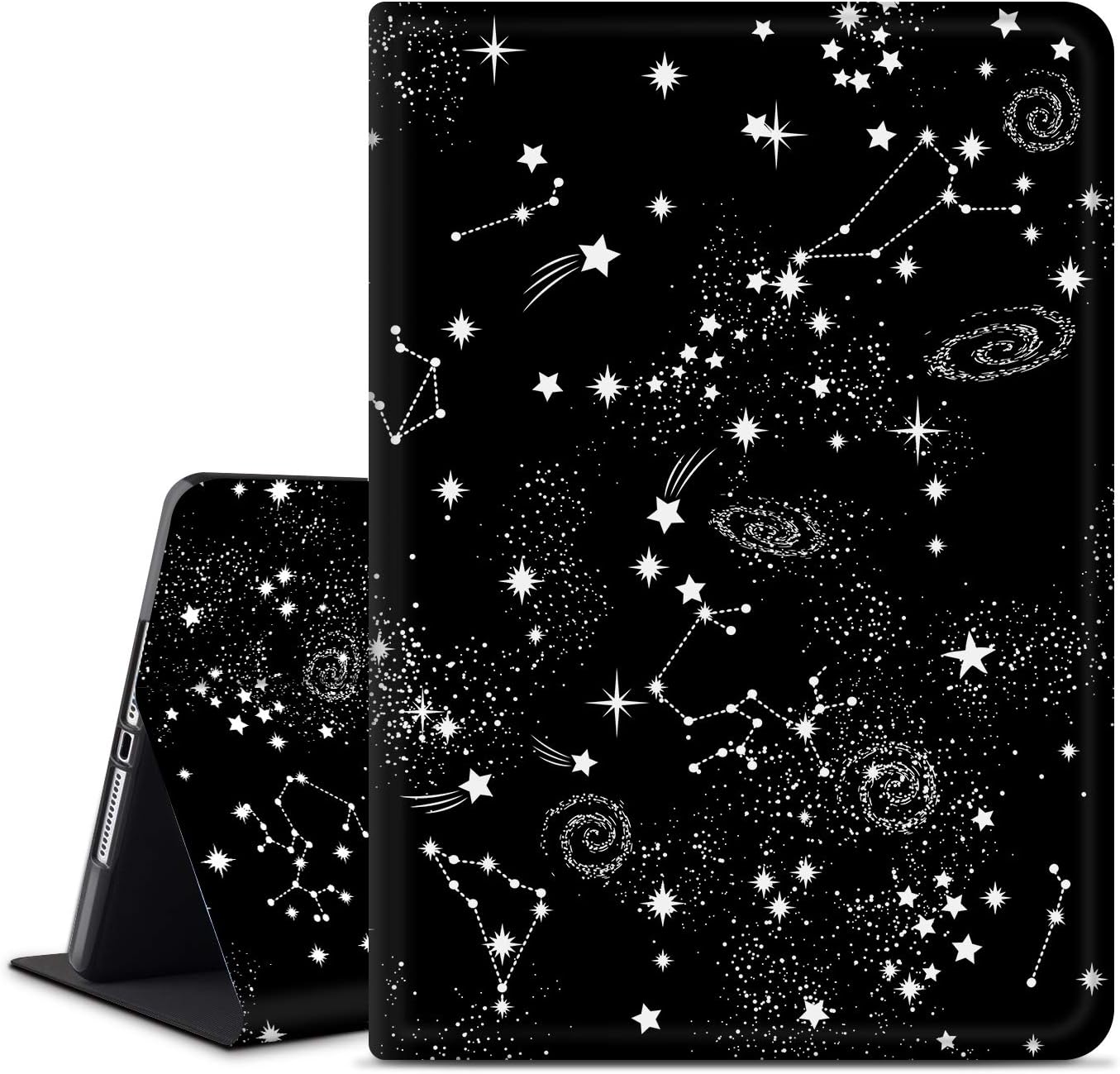 ANERIMST iPad 8th/7th Generation Case, iPad 10.2 2020 2019 Case, Microfiber Lining, Soft TPU Back, Auto Sleep/Wake, Protective Smart Cover for New iPad 8th/7th Gen 2020/2019 (Black-Star)