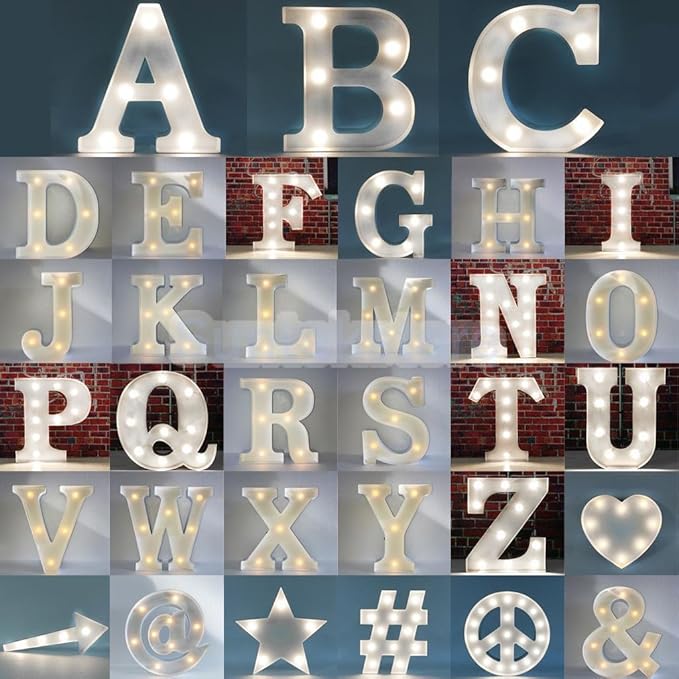 Generic F : 30cm White LED Freestanding Circus Style Alphabet LED Light UP Letters A -Z PICK