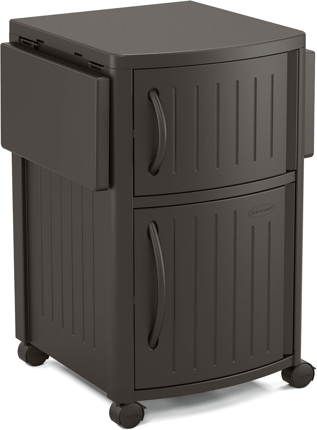 Suncast Outdoor Grilling Prep Station - Portable Outdoor BBQ Entertainment Storage Table Prep Station - Store Grilling Accessories, Condiments - Java: Garden & Outdoor