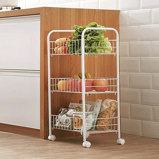 aasdf Carrito de Almacenamiento de Cocina, Blanco, 3 Niveles, Unidades