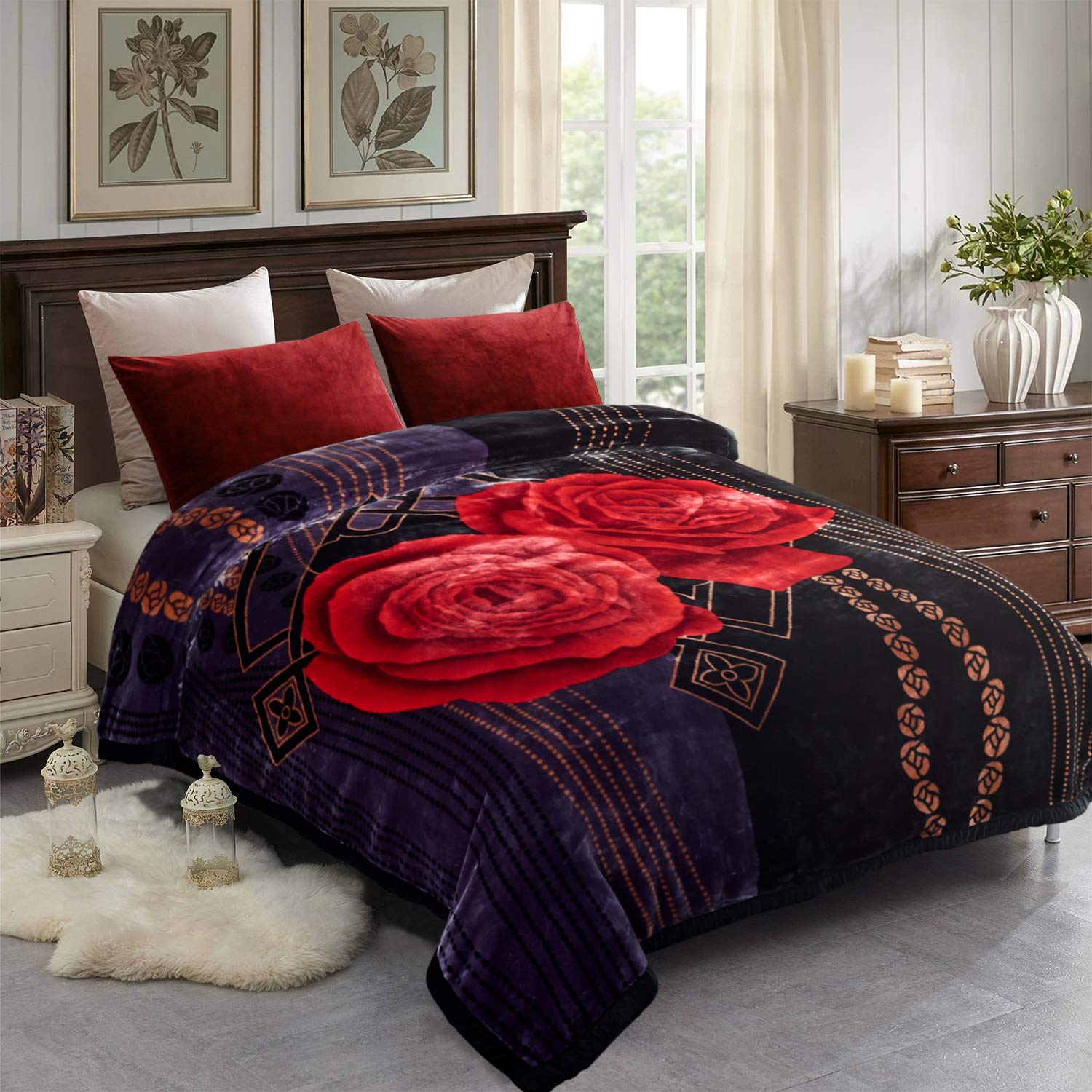 Buy JML Heavy Korean Style Mink Fleece Blanket - 10lb 2 Ply Soft Thick  Plush Bed Blanket for Autumn Winter (Rose/Black, King) Online at  desertcartSINGAPORE
