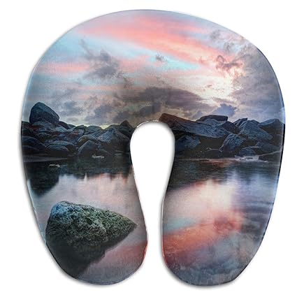 Amazon Com Kiengg Rock River Sky Landscape Memory Foam U Shaped