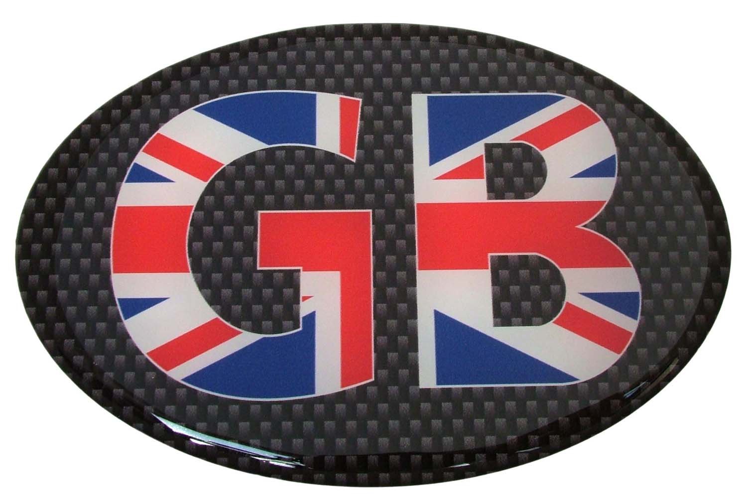 GB Car Sticker Decal Badge Carbon Oval Union Jack Great Britain Flag