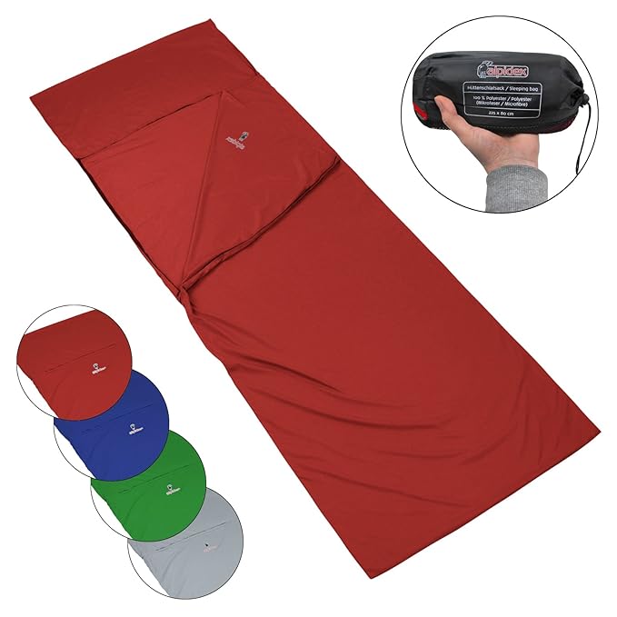 ALPIDEX Mikrofaser Hüttenschlafsack Reiseschlafsack Innenschlafsack Rechteckform Schlafsack Inlett Herbergsschlafsack Sommers