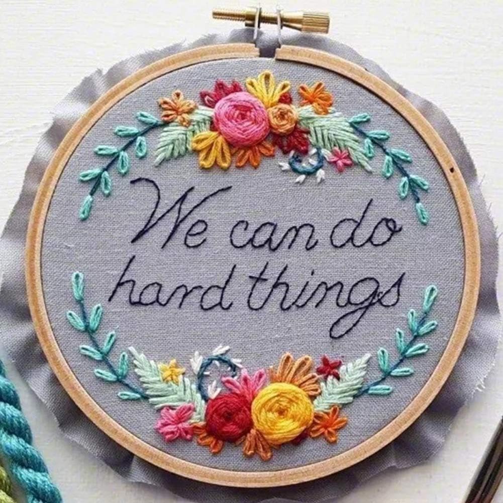 Embroidery Starter Kit with Pattern, DIY Full Range of Embroidery Kit for Beginners, Cross-Stitch Kits Include Bamboo Embroidery Hoops