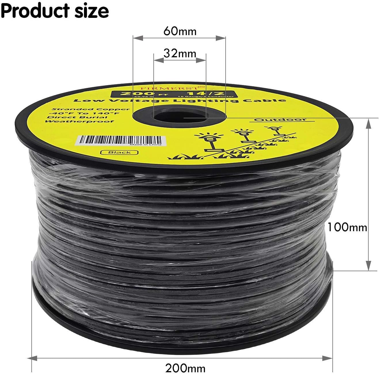 FIRMERST 14/2 Low Voltage Landscape Wire Outdoor Lighting Cable 200 Feet: Industrial & Scientific
