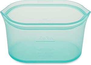 Zip Top Reusable 100% Platinum Silicone Container, Made in the USA - Large Dish - Teal