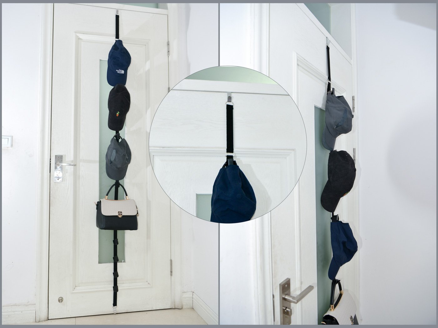 2 Pack Bag Rack,Door Hanging Purse Organizer,Handbag Storage,Bag Holder,Baseball Cap Racks - Total 16 Hook