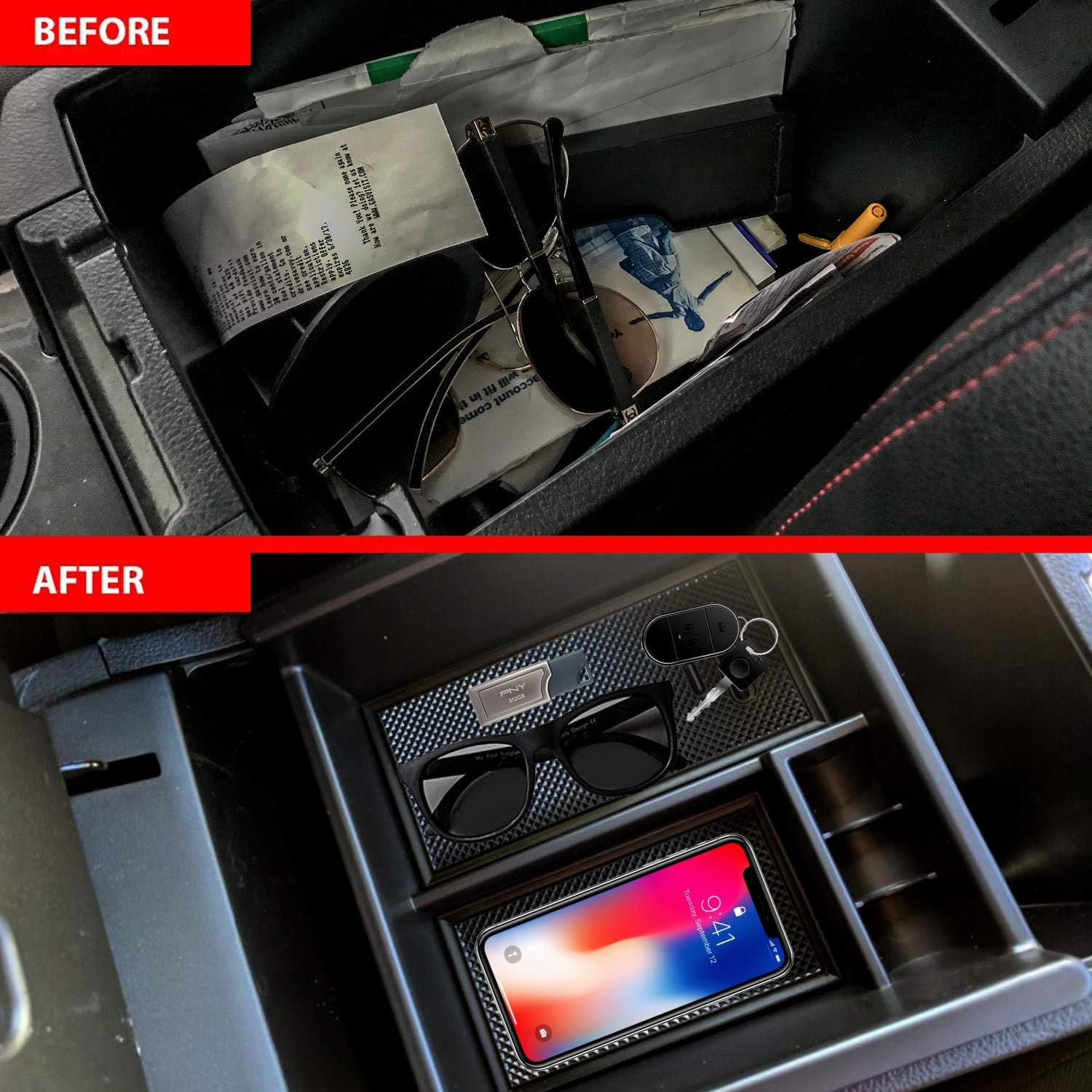 Lebogner Center Console Storage Tray Organizer Compatible With Toyota