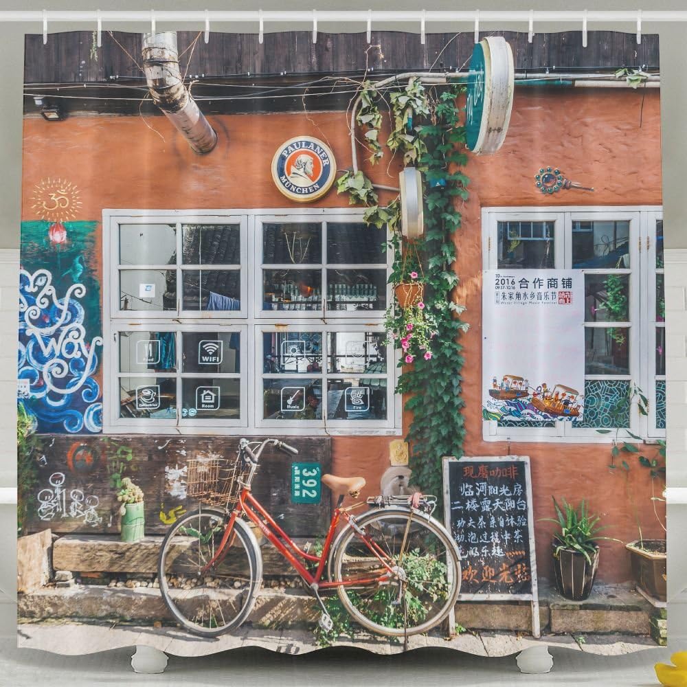 Xoxoai Zhujiajiao Literary Sentiment Cafe Shop Sunset Attractions Classic Bathroom Curtains 6072inch
