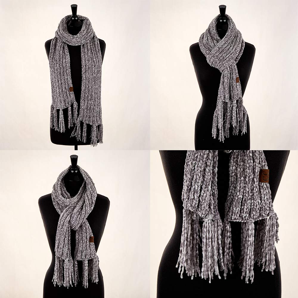 C.C Exclusives Chenille Soft Super Chunky Thick Long Big Large Cowl Fringe Scarf (SF-1815) C.C Exclusives Chenille Soft Super Chunky Thick Long Big Large Cowl Fringe Scarf (SF-1815)