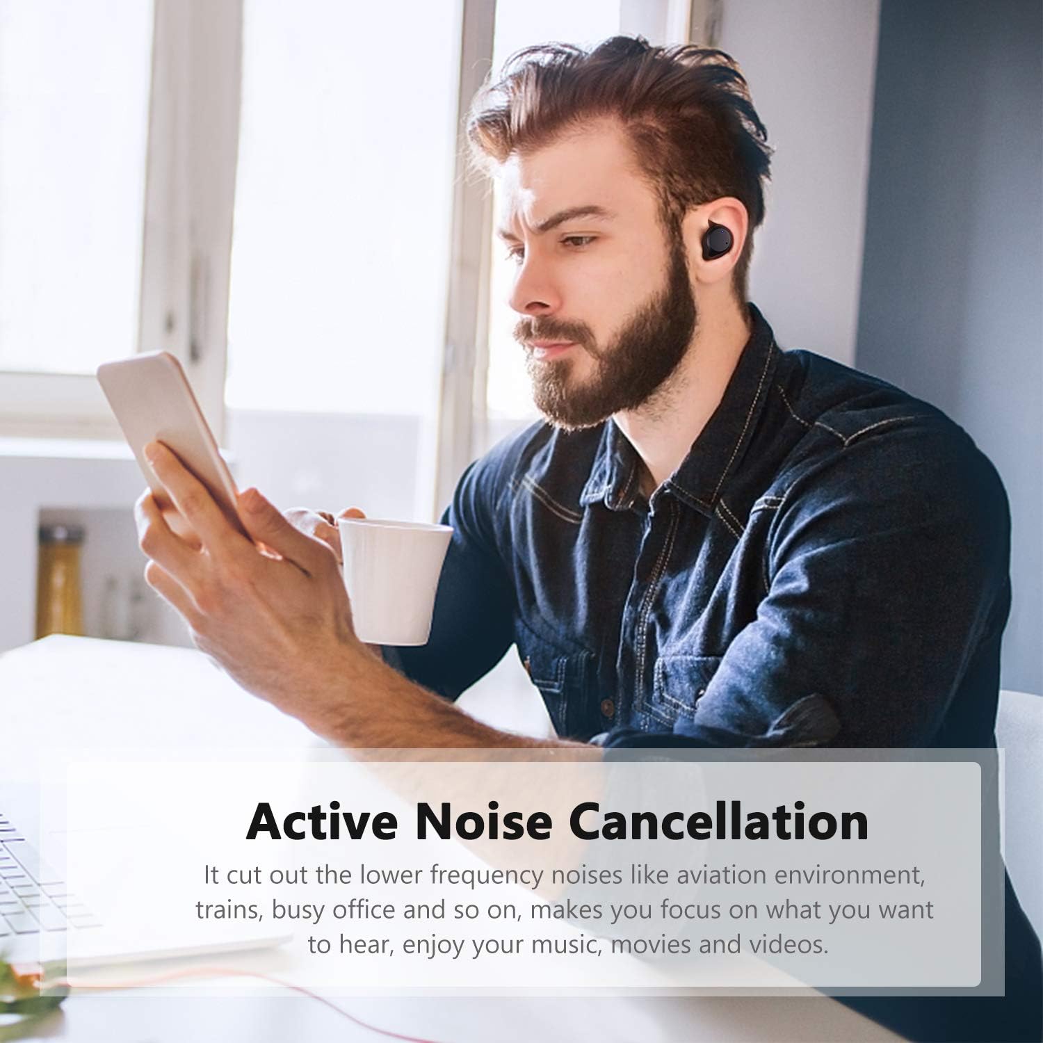 TOZO NC9 Hybrid Active Noise Cancelling Wireless Earbuds, ANC in Ear Headphones IPX6 Waterproof Bluetooth 5.0 TWS Stereo Earphones, Immersive Sound Premium Deep Bass Headset,Black: Home Audio & Theater