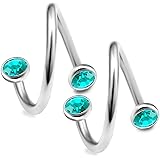 2pcs 16g Spiral Cartilage Earring Eyebrow Ear Gauge Tragus Helix Hoop Surgical Steel halfball AXAK - Pick Color