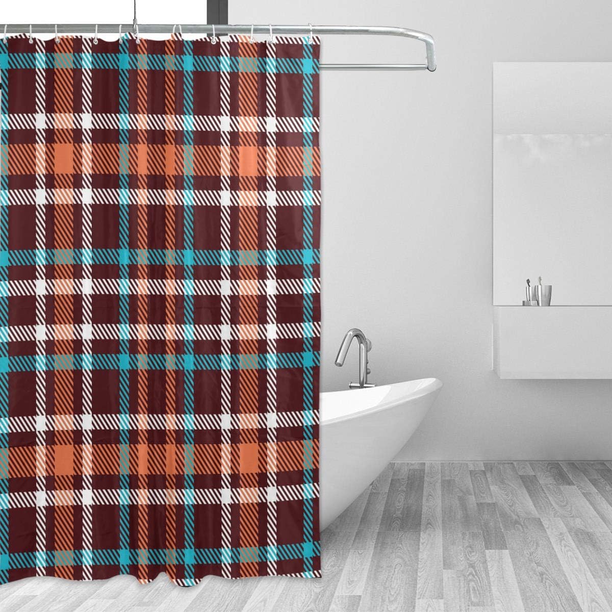 Amazon Com Lucase Lemon Alex Orange Brown Blue Plaid Shower