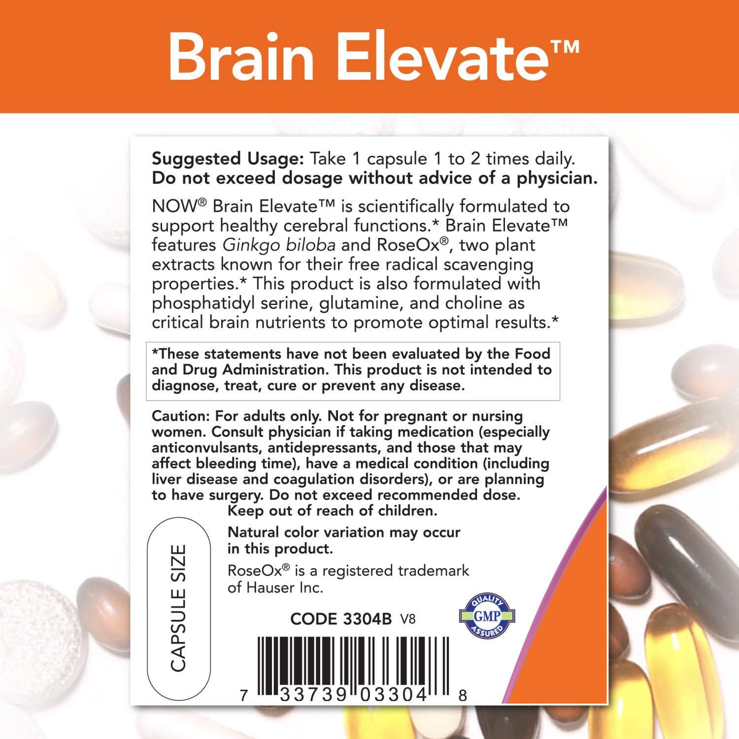 NOW Supplements, Brain Elevate, Featuring Ginkgo Biloba, RoseOx and Phosphatidyl Serine, 120 Veg Capsules: Health & Personal Care