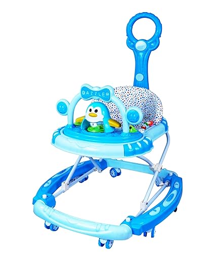 Amardeep Baby Walker with Light and Music, Adjustable Height,Rocker,Stopper,Push Handle Bar,Fun Toys and Activities for Babies and Child-Blue