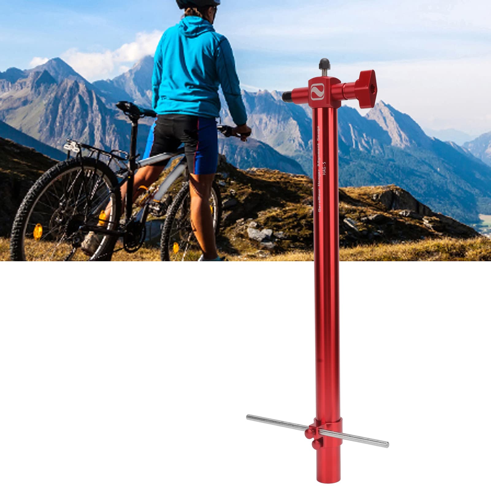 EIMSOAH Bike Derailleur Hanger Alignment Gauge Tool, Aluminium Alloy Bicycle Correction Wrench 15.75in, Rear Derailleur Correction Wrench, for Mountain Road Cycling Repair (Red)