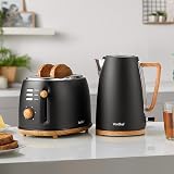 VonShef Fika Kettle and Toaster Set Nordic Cream Wood 1.7L 2 Slice 6 Browning view 2