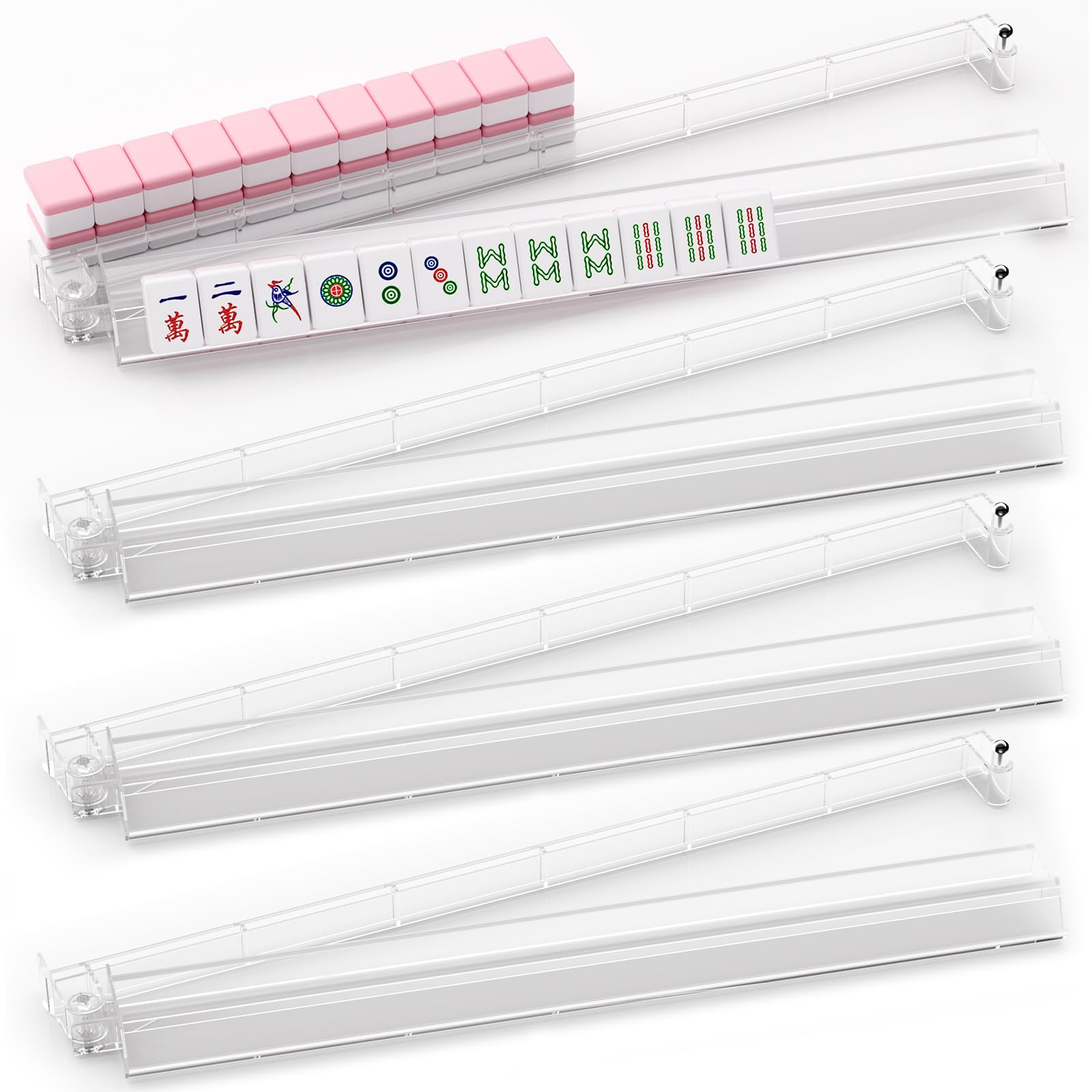 Photo 1 of **Black**
YOAEAILY Mahjong Racks with Pushers Set of 4, All in One Acrylic Mahjong Pushers and Racks, Portable American Mahjong Accessories