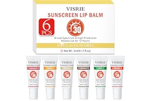 VISRIE SPF 30 Lip Sunscreen, SPF Lip Balm Bulk 6 Pack, Moisturizing Sunscreen Lip Balm with Vitamin E and Shea Butter, Non-Sticky SPF Lip Gloss for All Skin Tones-Clear