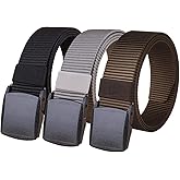 HOANAN 3-Pack Military Nylon Belts, 1.25" Wide No Metal Webbing Tactical Web Belt, TSA-Friendly Belt