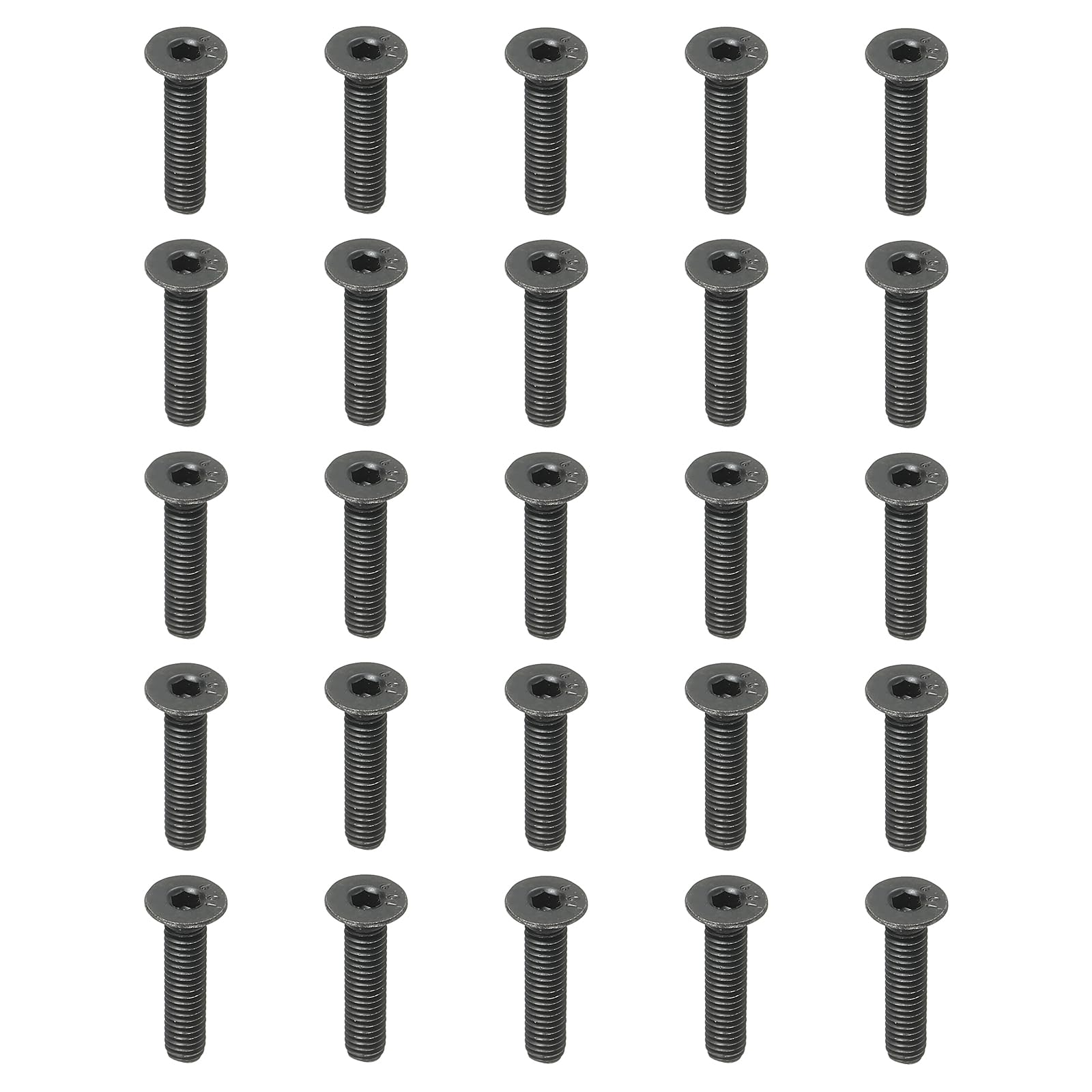 PATIKIL M4 x 16 mm Flat Head Socket Cap Screws, 50 Pack Flat Countersunk Bolts Medium Carbon Steel Hex Socket Drive Machine Screws Full Thread Black Oxide Grade 10.9