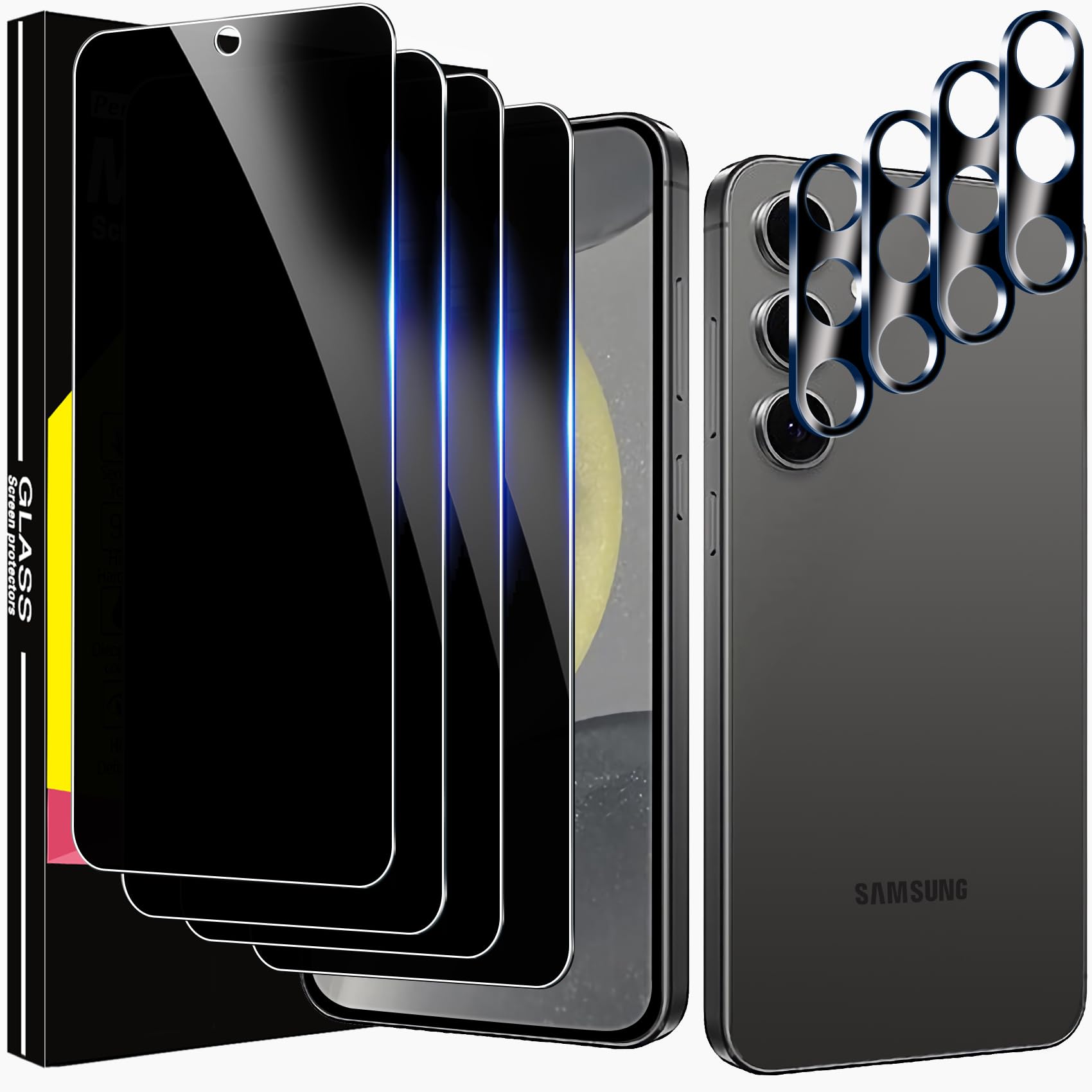 Milomdoi 9 in 1 Screen Protector for Samsung Galaxy Z Fold 7, 3 Inside Flexible Film + 3 Front Tempered Glass + 3 Camera Lens Protector Accessories with Installation Frame，5.1 inch