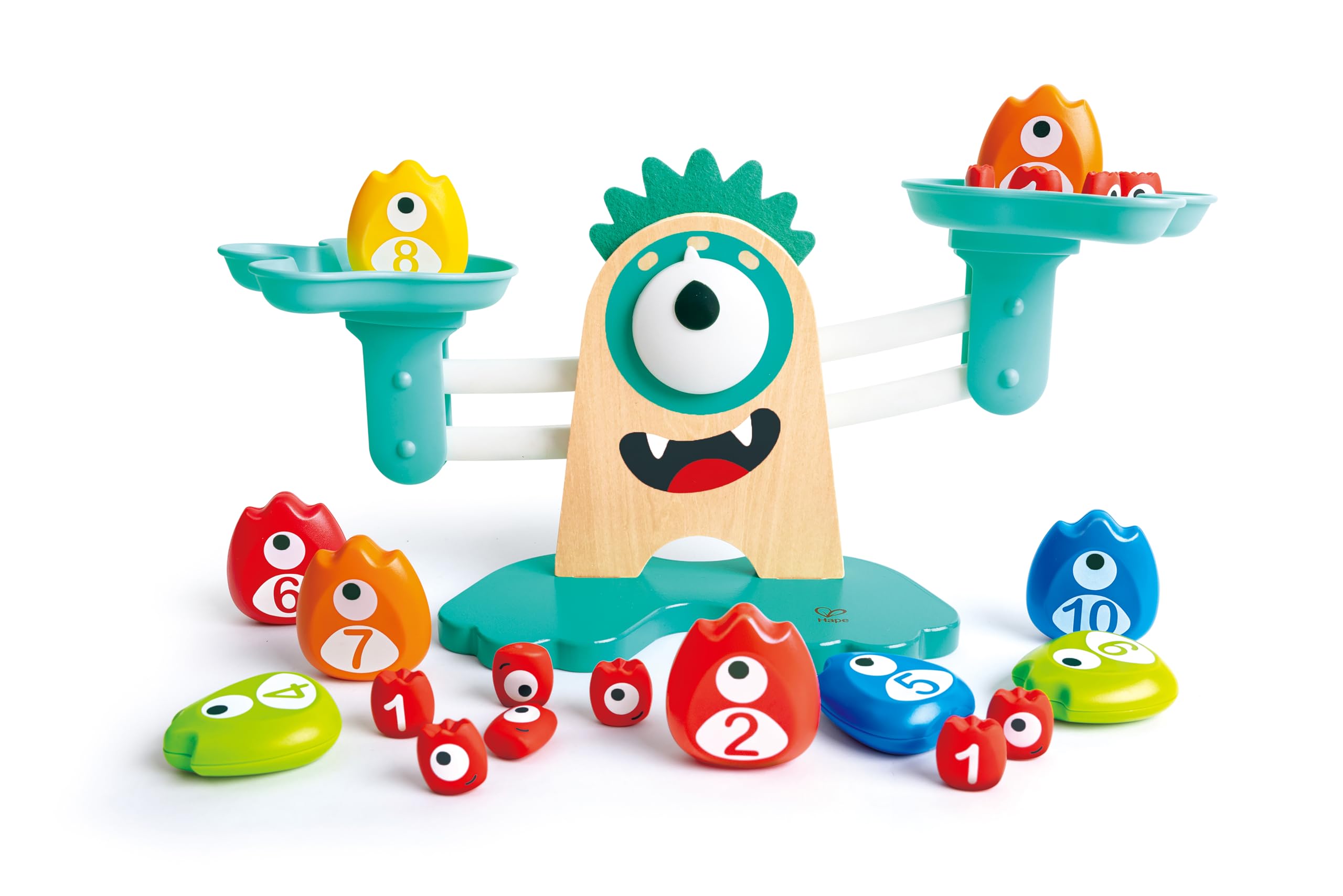Hape Monster Math Scale | Educational Wooden Toy | Maths & Scales Toy | Introduction to Arithmetic | For 3 Years +