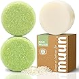 Muun Rice Water Shampoo and Conditioner Bar Pack 3 - Hair Growth, Thickening, Strengthening, Anti Hair Loss, Volumize & pH Balanced - Sulfate & Silicone Free For All Hair Type