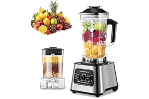 Commercial Blender Smoothie Maker 6000W, Ice Blender Smoothie Maker with 9-Speed Adjustment, Crushed Ice & Self-Cleaning Func