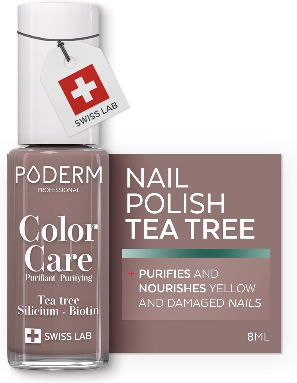 PODERM Nail Care Polish with Tea Tree Taupe 8ML Podiatrist Designed