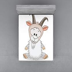 Ambesonne Goat Fitted Sheet, Ibex with Small Hooves