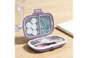 Travel Medicine Box with Compartments-Medicine Pill Organizer, Pill Dispenser for Daily Use, Compact Pills Case for Travel(Pu