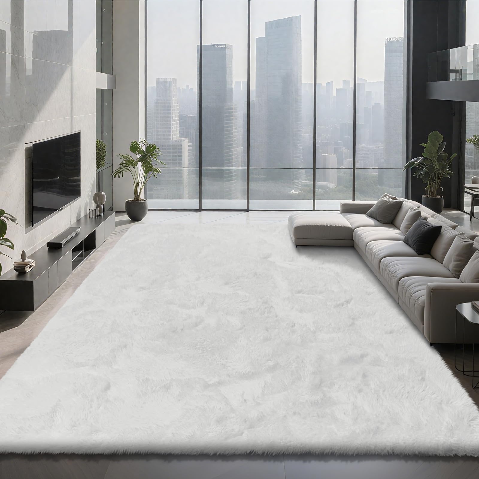 Photo 1 of Shag Area Rugs for Living Room 8X10 Ultra Soft Fluffy Area Rugs for Bedroom Dorm, Indoor Carpet Nursery Rugs for Kids Girls Room Home Decor,White