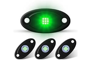 LY8 4 Pods LED Rock Lights Green Waterproof underglow Neon Underbody Fender Light Kits for Trucks Car ATV SUV Boat (Green)