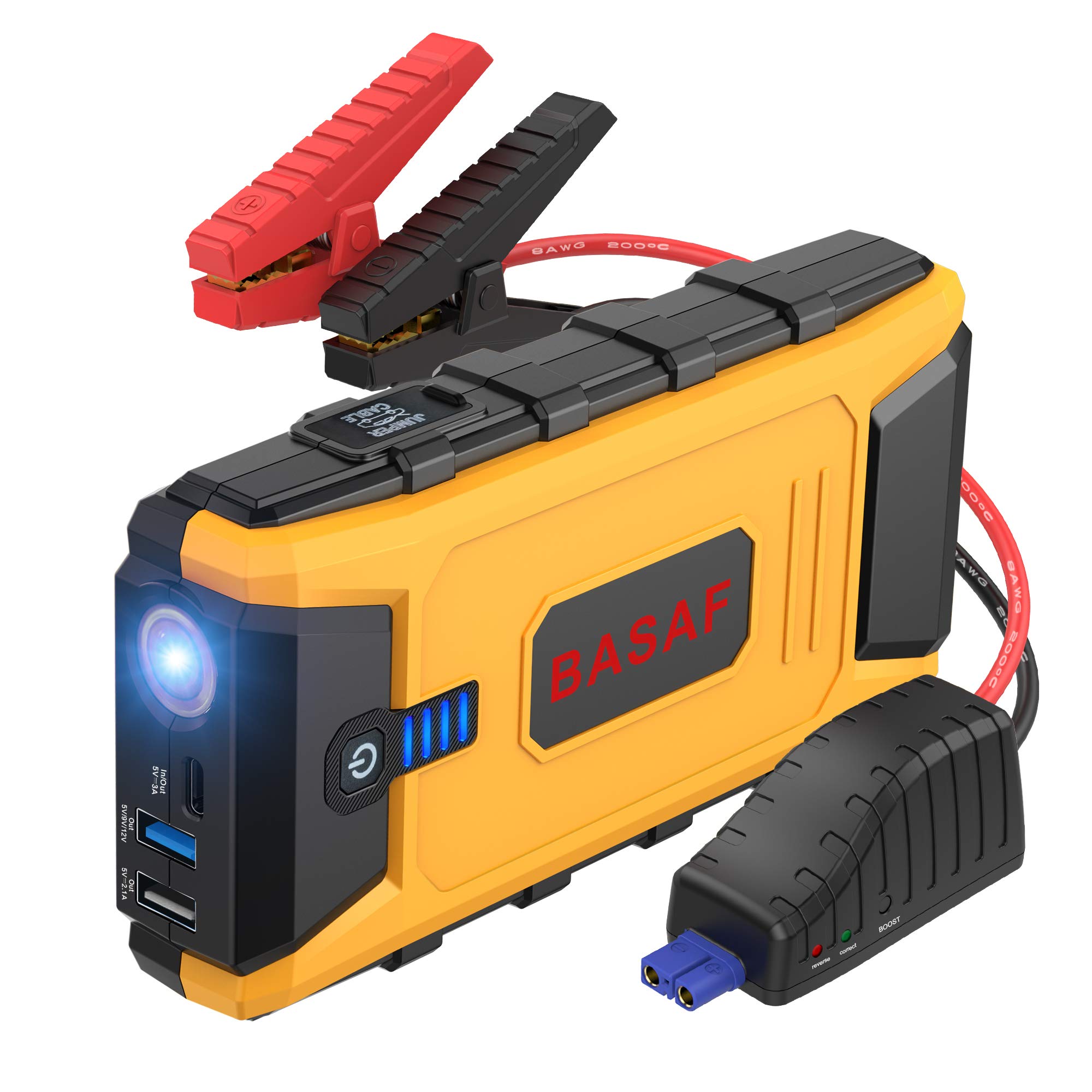 BASAF 1200A Peak Portable Car Jump Starter Up To 8.0L Gas/6.0L Diesel