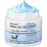 Nivexis Copper Peptides GHK-Cu Whipped Beef Tallow for Skin, Grass Fed Beef Tallow and Honey Balm for Face & Body, with Methylene Blue Anti-Aging Moisturizer, Suitable for All Skin Types, 2 Oz