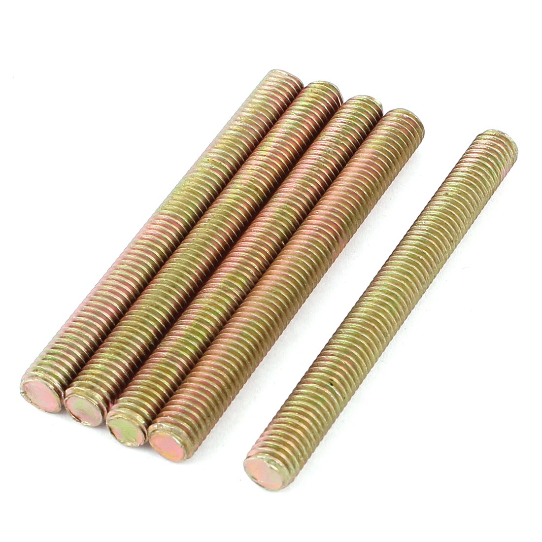 sourcingmap 1.25mm Pitch M8 x 80mm Full Threaded Rod Bar Bronze Tone 5 Pcs