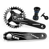 BUCKLOS 104 BCD 30-42T Mountain Bike Crankset Hollow Integrated 170mm | Crank Set Aluminum Alloy Bike MTB Crankset with Narrow Wide Tooth Chainring and Threaded Bottom Bracket 4 Bolts (Black/Red)