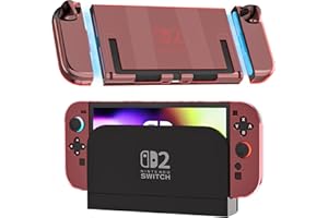 RHOTALL [Upgraded Version Easily Dock] Clear Red Dockable Case for Nintendo Switch 2 2025,Protective Hard PC Shell,Slim Transparent Cover with Detachable joycon Compatible with Switch 2