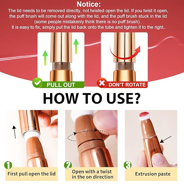 CONTOUR BEAUTY WAND, LIQUID FACE CONCEALER CONTOURING WITH CUSHION APPLICATOR, GEL CREAM CONTOUR BRONZER STICK WITH A SPONGE TIP, LONG LASTING MOISTURIZE GLIDING FACE MAKEUP (#03 BLUSH PEN-CHERRY RED)