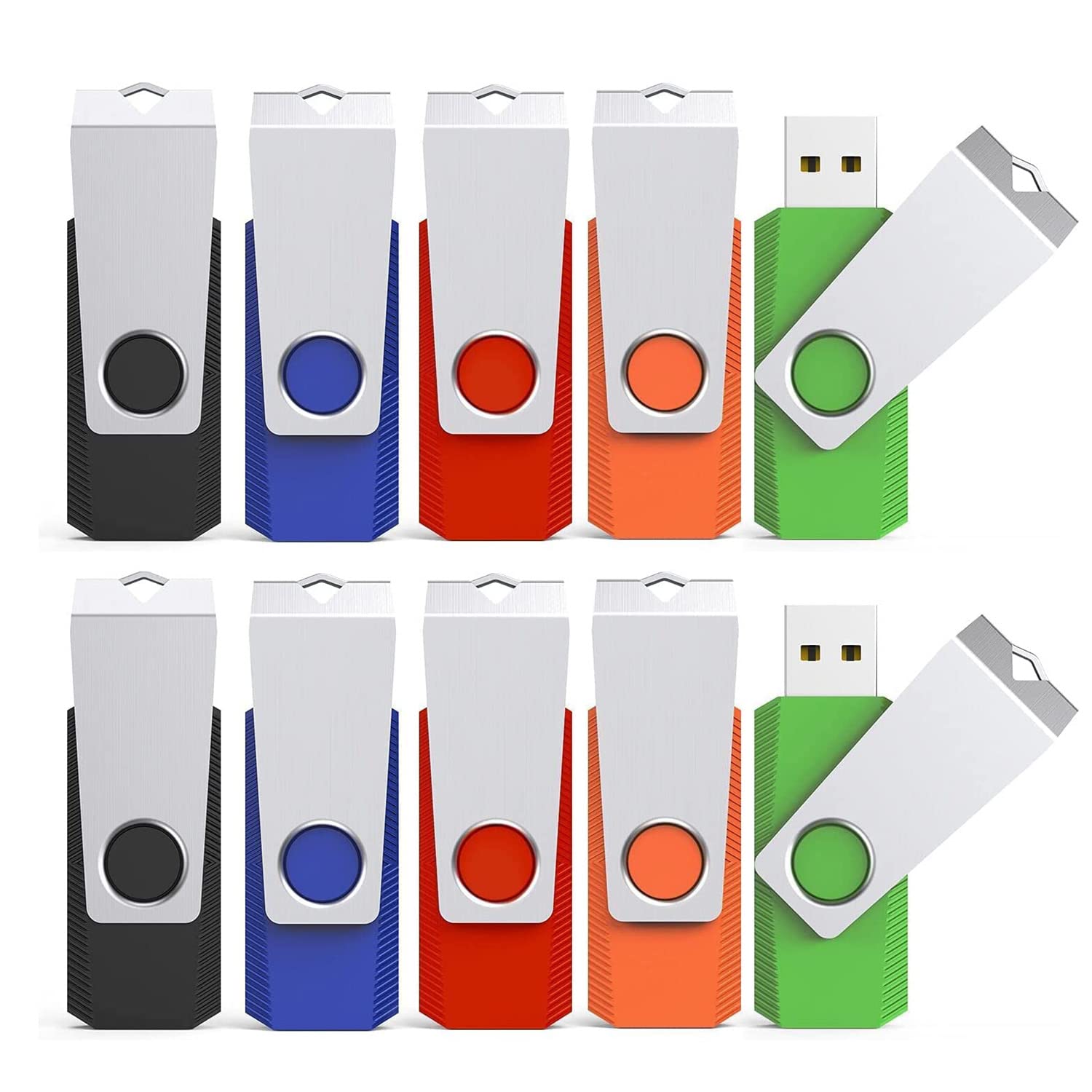 KEXIN 10 Pack 32GB USB Flash Drives USB 3.0 Memory Stick High Speed USB Stick Pen Drive USB Drive With LED Light For Data Storage (Multicolor)