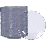 Amazon Basics Disposable Clear Plastic Plates, 100-Pack, 7.5-inch