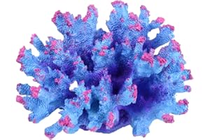 Danmu 1Pc of Polyresin Coral Ornaments, Aquarium Coral Decor, Diamater 4 1/3" for Fish Tank Aquarium Decoration (Blue)