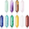 Goyriu 10PCS Healing Crystals Set Hexagonal Bullet Shaped Meditation Gemstone Natural Stone Rose Quartz Crystals Amethyst Tiger Eye Chakra Stones Energy Crystals with Beauty Box