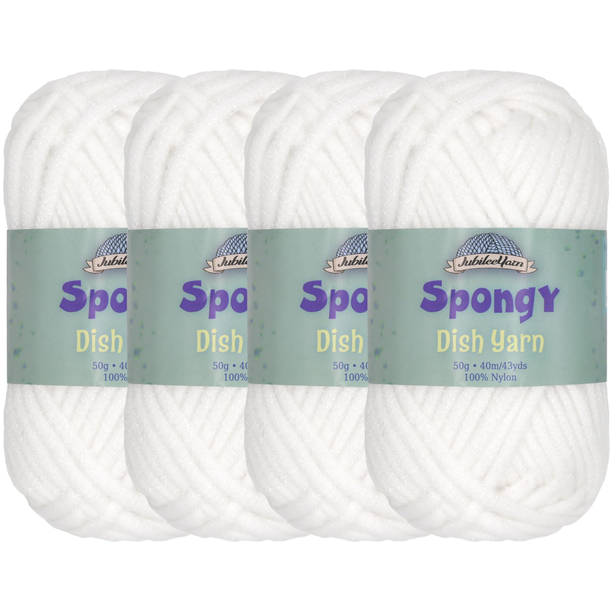 JubileeYarn Spongy Dish Yarn - Worsted Nylon Dishcloth - 50g/Skein - Sparkle White - 4 Skeins — image 1