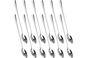 12 Pack Long Handle Spoons, 8 Inch Stainless Steel Iced Tea Spoons, Stirring Spoon for Coffee, Cocktail, Martini, Ice Cream, 