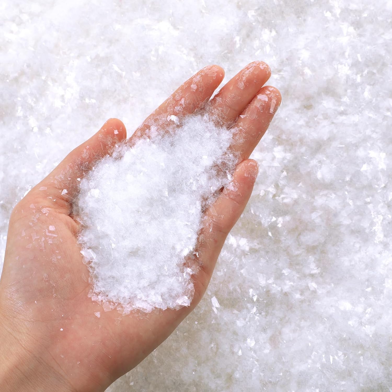 Artificial Snow - Aoriher Christmas Glitter Snow Metallic Fake Snow for Crafts Foil Confetti Foil Flakes Flocking Powder Decoration Artificial Snow for Christmas Tree New Year Party (White, 250g)